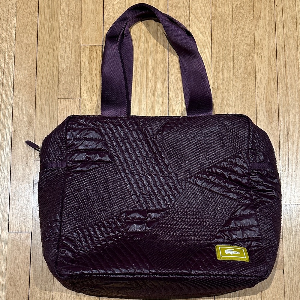 5 for $25 // Lacoste Nylon Quilted Plum Tote Bag